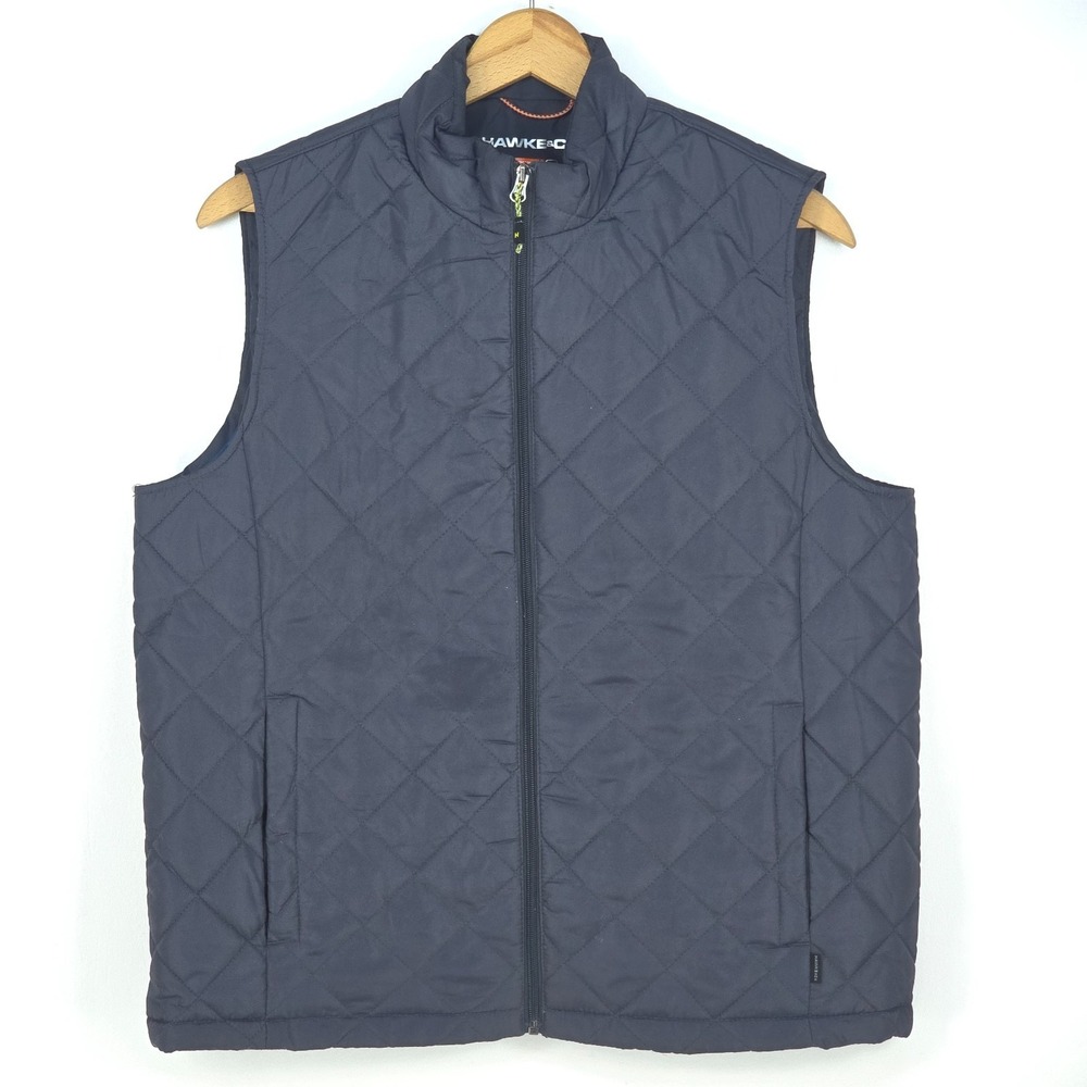 Hawke & Co Quilted Puffer Vest Men's Large Gray Performance Full Zip Cozy Preppy - Picture 1 of 16